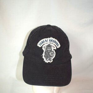 Sons Of Anarchy Logo Black Fitted Ball Cap Hat Embroidered On Back One Size
